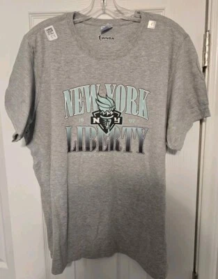 New York Liberty Logo Short Sleeve T-Shirt Womens Size 3XL WNBA Basketball Gray  - Image 1 of 4