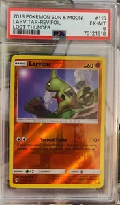 PSA 6 2018 Pokemon Sun & Moon Larvitar Rev.Foil Lost Thunder 115/214 - Picture 1 of 2