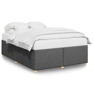 QUEEN Size Fabric Bed Frame Modern Minimalist Mattress Base Wood Slats Platform - Picture 1 of 8