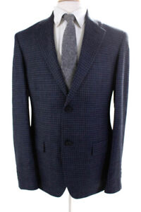 Nordstrom Men's Checkered Two Button Fully Lined Wool Blazer Navy Size 40R