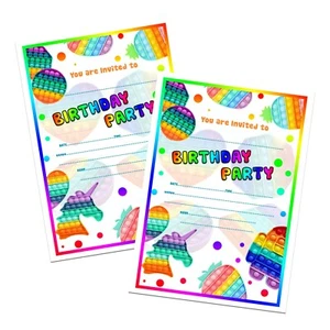 INVITI FESTA COMPLEANNO BAMBINI FIDGET POPPERS ADHD RAGAZZE RAGAZZI BAMBINI - Foto 1 di 2