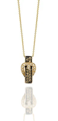 Colar pingente LeVian ouro amarelo 14K G-H SI1 diamante chocolate 0,5 cts 18" - Imagem 1 de 4
