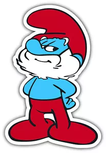 PAPA SMURF 3M STICKER CARTOON REVERS BUMPER STICKER DECAL GAME VILLAGE - Bild 1 von 1