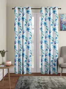 Home Sizzler 2 Stück abstrakte Blumen Ösen Polyester Türvorhänge, 7 Fuß - Bild 1 von 4