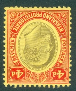 SG 76w Protettorato Nyasaland 1908. 4d nero e rosso/giallo, varietà invertita... - Foto 1 di 1