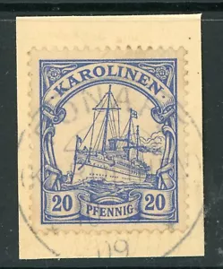 Alemania 1901 Islas Carolinas 20pf Ultra Unwmk (Sc #10) en pieza F126 - Imagen 1 de 2