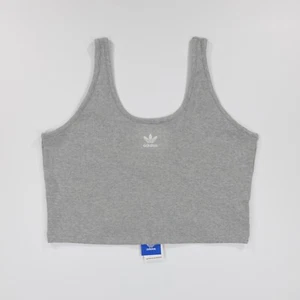 Adidas Originals Ribbed Logo Crop Top Damen Grau Tank Stretch Gr. XL NEU - Bild 1 von 8