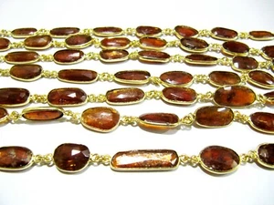 Natural Orange Kyanite Uneven Shape 10 to 20mm Bezel Connector Chain - Picture 1 of 14