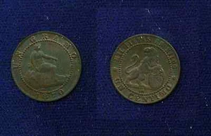 SPAIN 1870-OM 1 CENTIMO COIN, JUST ABOUT UNCIRCULATED - Picture 1 of 1