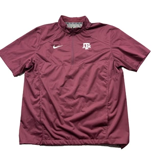 Giacca a vento Nike Texas A&M Aggies 1/4 zip uomo grande marrone tasche ricamate - Foto 1 di 7