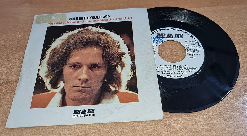 GILBERT O'SULLIVAN Happiness is me and you  7" SPAIN PROMO SINGLE VINYL RARE OOP - Image 1 of 3
