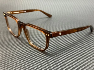 MONT BLANC MB0256O 006 Brown Transparent Men's Large 53 mm Eyeglasses - Picture 1 of 5
