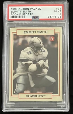 Emmitt Smith Rookie RC • 1990 Action Packed Update #34 PSA 9 MINT Cowboys HOF - Image 1 of 2
