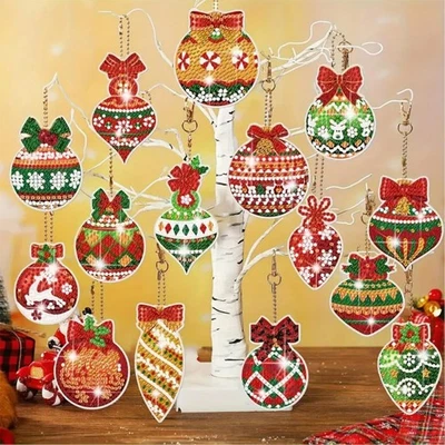 20pcs Diamond Painting Christmas Pendants, DIY 5D Diamond Painting Xmas - Image 1 of 4
