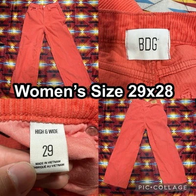 BDG Urban Outfitters High & Wide Corduroy Orange Pants Womens 29x28 Wide Leg - Image 1 of 4