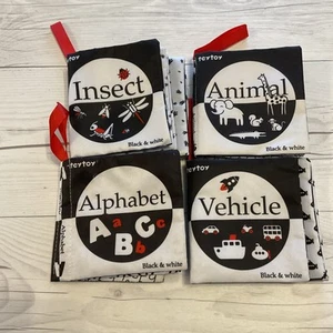 teytoy Black and White Soft Baby Book Alphabet, Insect, Animal, & Vehicle - Picture 1 of 6