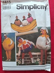 Vtg 90's Simplicity 7415 HUMPTY DUMPTY BASEBALL Costume Sewing Patterns Child FF - Picture 1 of 2