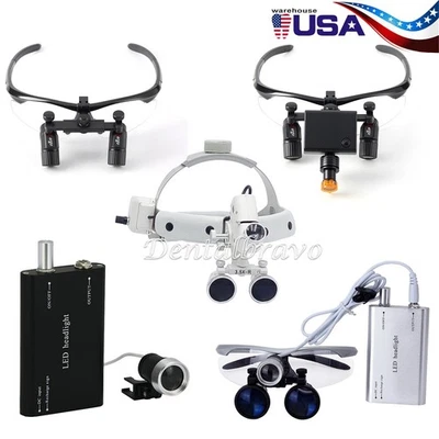 Lupas médicas quirúrgicas dentales lupa binocular vidrio ergo/5W luz principal LED Foto 1 de 4