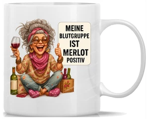 Tasse Kaffeebecher Oma Meine Blutgruppe Merlot positiv - 8 - Bild 1 von 2