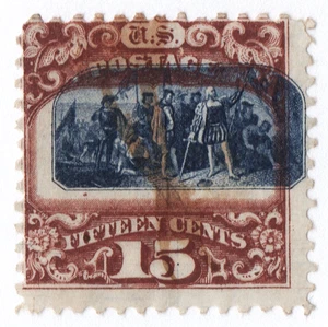 US Sc# 119 USED {"SCARCE DRAMATIC VIGNETTE SHIFT "ERROR} 15c COLUMBIAN FROM 1869 - Picture 1 of 4