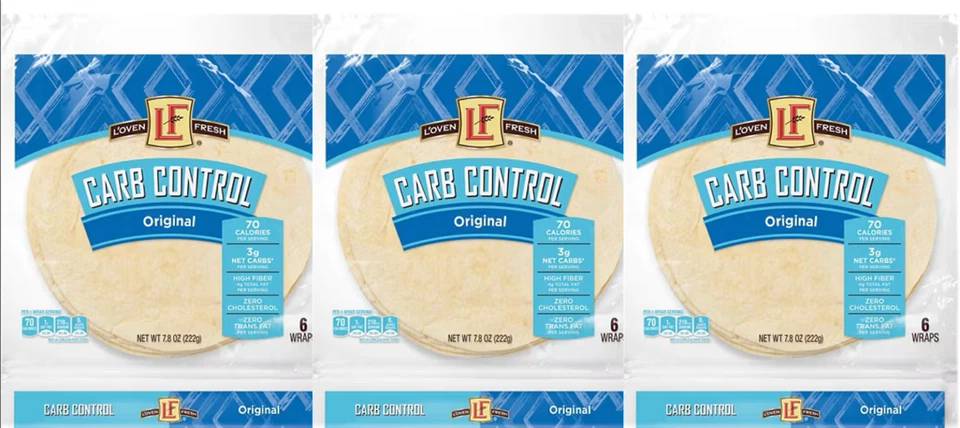 Tortilla original L'Oven baja en carbohidratos, 3 gramos de carbohidratos netos, paquete de 3 Foto 1 de 3