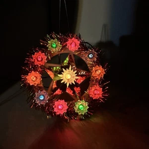 11 hellgold Lametta 5,5" Baumspitze Kranz Freiheit Glocke Weihnachten #15910 Vintage - Bild 1 von 13