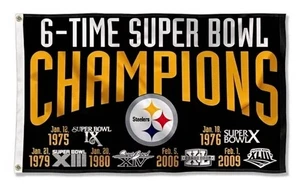 Pittsburgh Steelers 6 Mal Super Bowl Champions 3x5 Banner Flagge - Bild 1 von 2