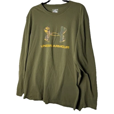 Under Armour Shirt 2XL Shirt Mens 2XL Green Long Sleeve HeatGear Loose Camo Logo - Image 1 of 4