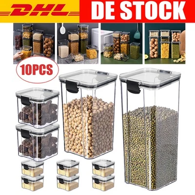 10PCS Vorratsdosen Kunststoff Aufbewahrungsgläser Müsli Behälter Nudeldosen DHL - Bild 1 von 4