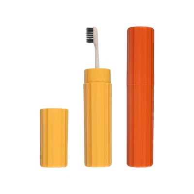 2Pcs Travel Toothbrush Case, 7.8x1.65" Toothbrush Holder, Yellow, Orange - Image 1 of 4
