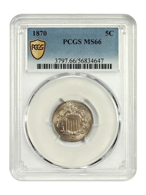 1870 5C PCGS MS66 - Shield Nickel - Better Date Gem - Image 1 of 4