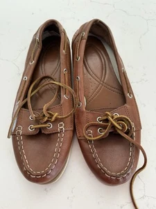 Ralph Lauren Yolanda Leather Tan Brown Loafers Boat Shoes Womens 8.5 B - Picture 1 of 10