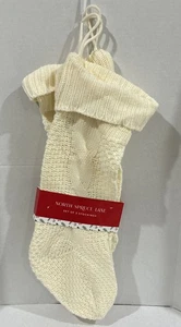3er Set gestrickte Weihnachtsstrümpfe 20" cremefarben North Spruce Lane Neu mit Etikett - Bild 1 von 6