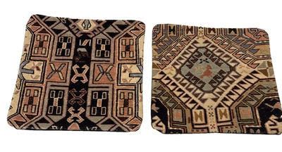 Kelim Art von Demir 100 % Wolle Türkische Kissenbezüge 2er Set 14 x 14 Zoll - Bild 1 von 4