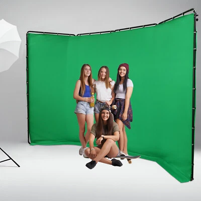 Foldable Photography Backdrop Stand Kit With Green Cloth For Photo Studio New - Image 1 of 4