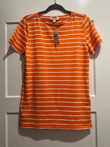 NEW Michael Kors Women's Size M T Shirt Short Sleeve Orange Cotton Blend - Picture 1 of 4