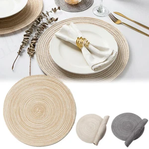 6Pcs 38cm Dining Table Placemats Pads Protective Round Jacquard Weaved Non-Slip - Picture 1 of 14