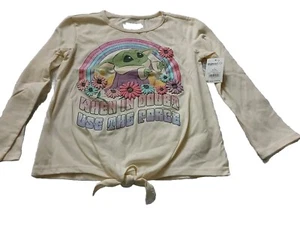 Girls Star Wars Din Grogu (Baby Yoda) Long Sleeve T-Shirt New 6 /6X - Picture 1 of 6