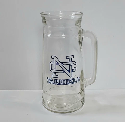 University of North Carolina Tar Heels Glass Beer Stein 7" Tall Vintage UNC Mug Cover