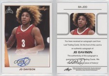 2021-22 Leaf Memories 1990 Base Auto JD Davison #BA-JDD Auto