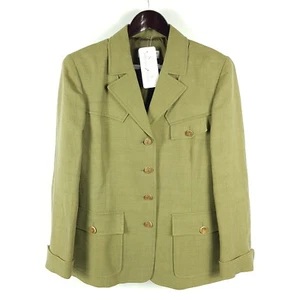 Susanne Von Dörnberg Trachtenjacke Damen L Grün Leinen Seide Militär-Look Jacke - Picture 1 of 8