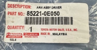 Brazo limpiaparabrisas lado conductor izquierdo Toyota Highlander 2014-2019 85221-0E050 Foto 1 de 4