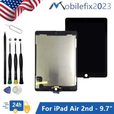 Per iPad Air 2 9,7" A1566 A1567 Display LCD Touch Screen Digitalizzatore Nero Sostituire - Immagine 1 di 4