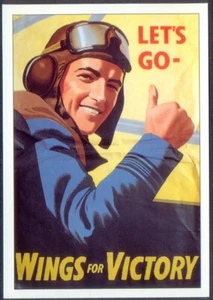 Modern Postcard: WW2 Poster Image - 'Let's Go - Wings for Victory'. Free Post - Picture 1 of 1