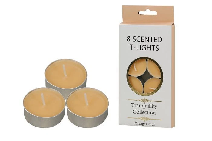 8-Pack Tranquility Tea Lights Scented Orange Citrus Candle (4 Hour Burn) - Image 1 of 1