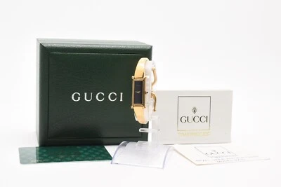 [N COMO NUEVO/caja, papel] Reloj vintage GUCCI 1500L 13mm dorado negro Qz para damas JAPÓN Foto 1 de 4