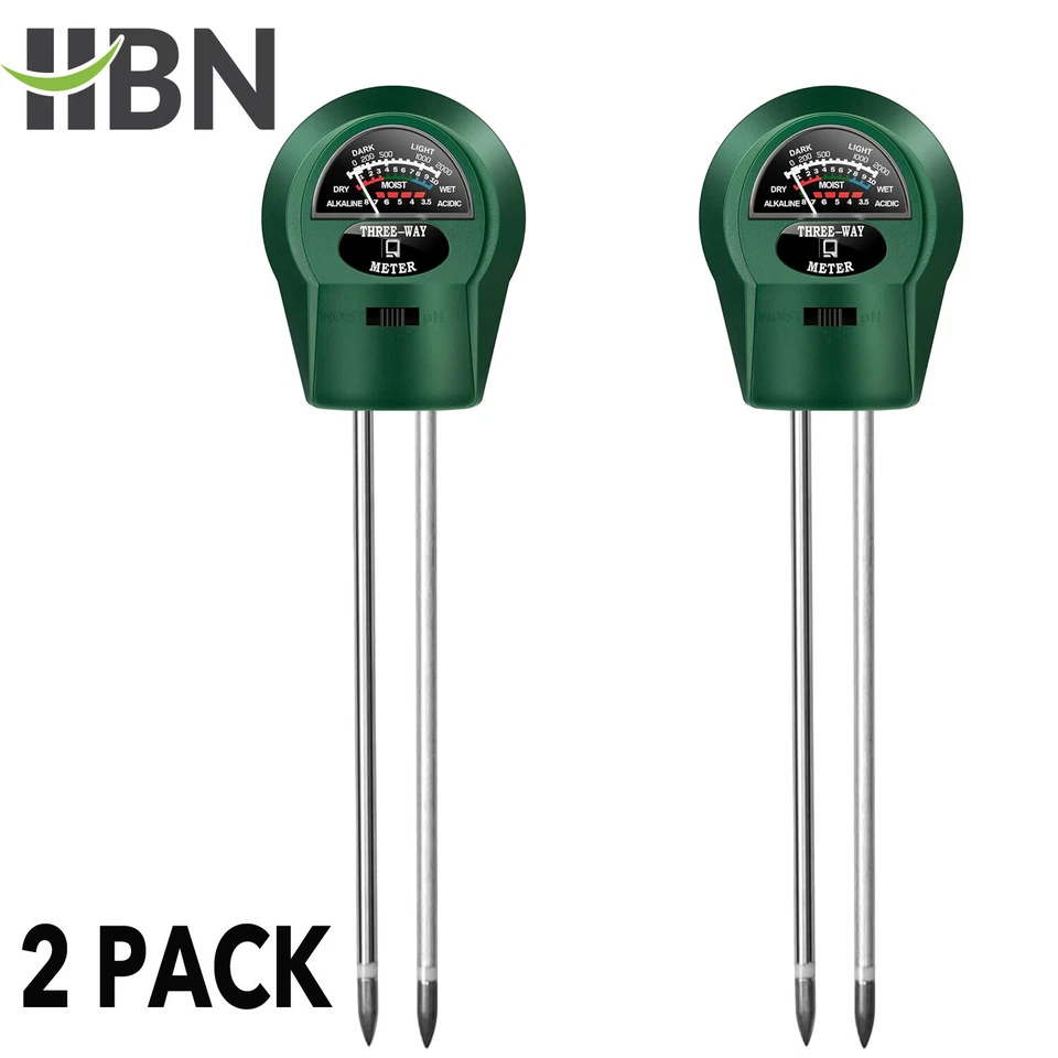 Medidor de suelo HBN 2PC, probador de pH de luz de humedad de plantas 3 en 1 para jardinería, agricultura Foto 1 de 4