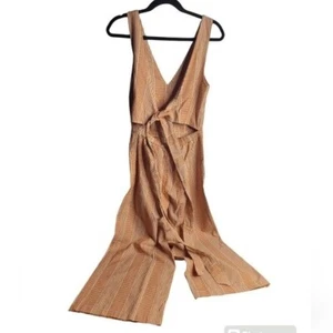 Lucky Brand Women's Orange and white Tie back jumpsuit wide leg crop size S - Picture 1 of 11