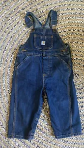 Carhartt Denim Bib Overalls 12 Months Boys Girls Master Cloth Sanforized - Picture 1 of 5