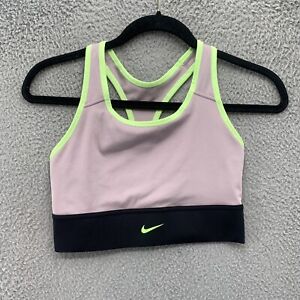 Nike Swoosh Womens Med Support Padded Racerback Sports Bra Purlple/Black/Green